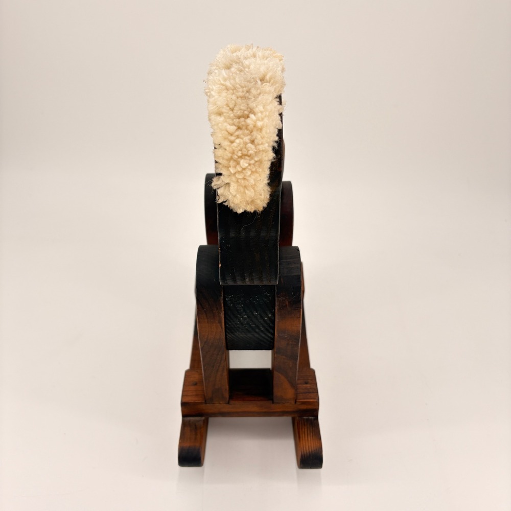 Vintage Handcrafted Wooden Rocking Horse Figurine Yarn Mane Heart Detail‎ - Picture 8 of 10